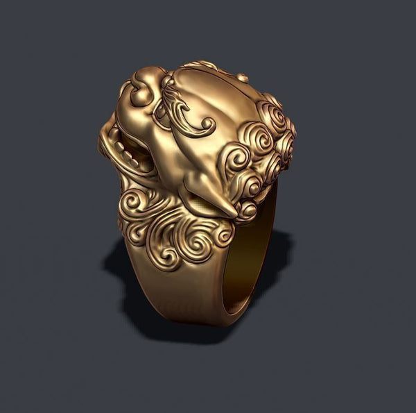 foo dog lion ring, foo dog ring, lion ring, Chinese food dog ring