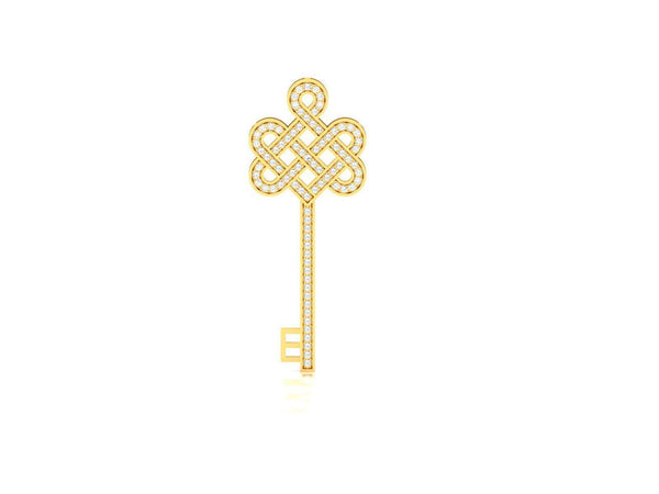 Heart key pendant, diamond key pendant